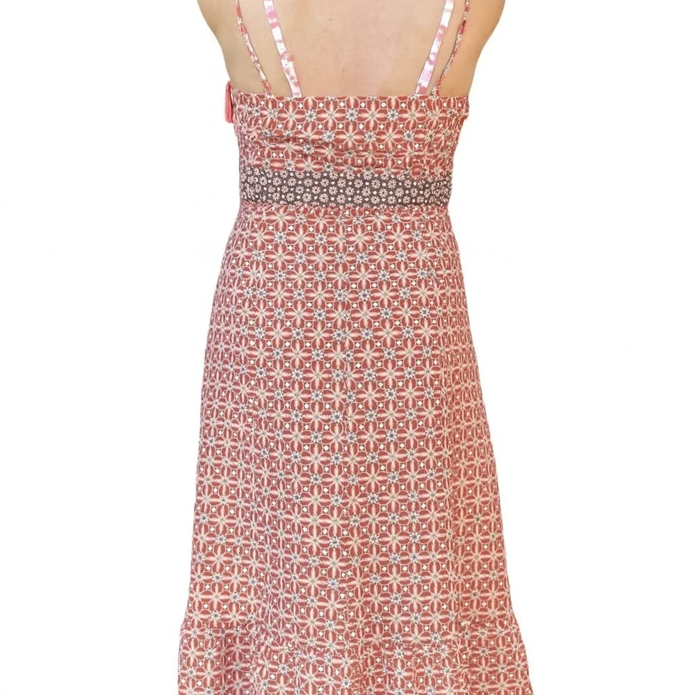 LOFT Rust BOHO Patterned Midi Dress Size 8 (NWT) - Picture 11 of 11